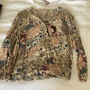 NWT Knox Rose Long Sleeve Faux Wrap Blouse